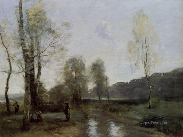 ピカルディ外光の運河 ロマン主義 ジャン・バティスト・カミーユ・コロー Oil Paintings